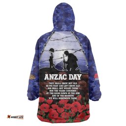 ANZAC Day Wearable Blanket Hoodie Lest We Forget DT05