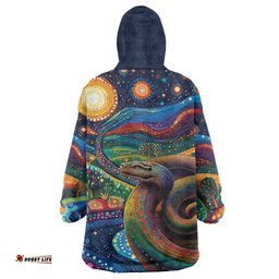 Aboriginal Dreamtime Rainbow Serpent Wearable Blanket Hoodie LT9