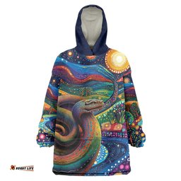Aboriginal Dreamtime Rainbow Serpent Wearable Blanket Hoodie LT9