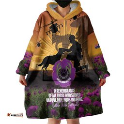 Animal War Heroes Australia ANZAC Day Wearable Blanket Hoodie We Will Always Remember Them LT14
