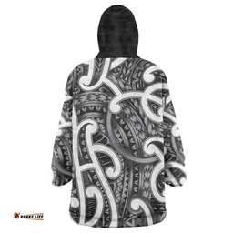 Aotearoa Maori Kowhaiwhai Wearable Blanket Hoodie Kiwikiwi Puhoro and Patiki LT9