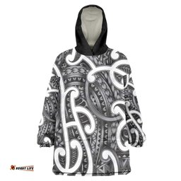Aotearoa Maori Kowhaiwhai Wearable Blanket Hoodie Kiwikiwi Puhoro and Patiki LT9