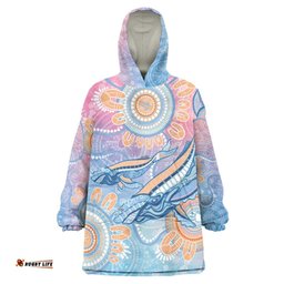 Aussie NAIDOC Week Pastel Wearable Blanket Hoodie Dreaming Whales LT7