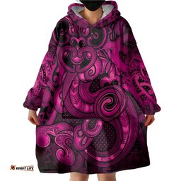 Aotearoa Maori Hei Tiki Wearable Blanket Hoodie Mawhero Kowhaiwhai Puhoro Motif LT9