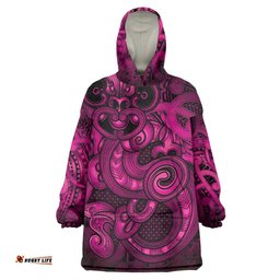 Aotearoa Maori Hei Tiki Wearable Blanket Hoodie Mawhero Kowhaiwhai Puhoro Motif LT9