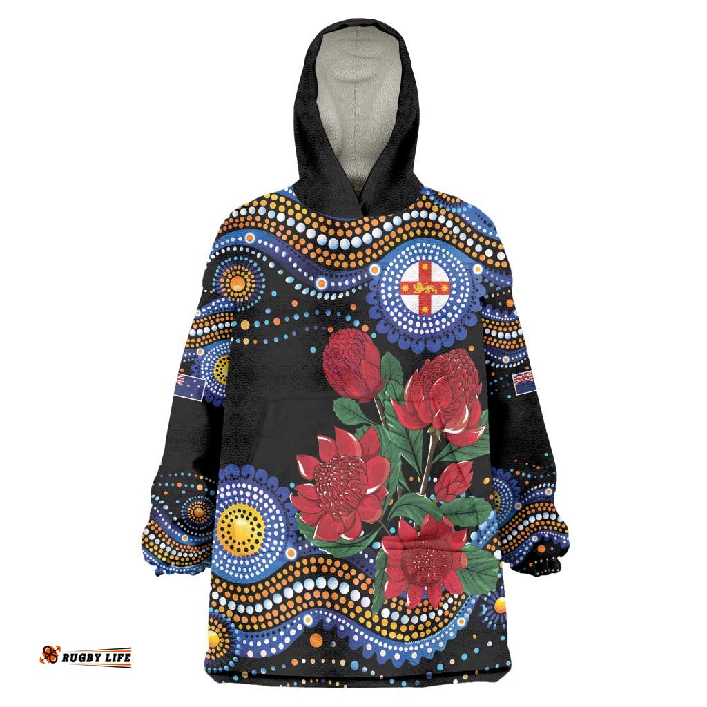 Australia New South Wales Waratahs Wearable Blanket Hoodie Aboriginal Dot Art LT9