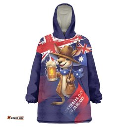 Australia Day Kangaroo Flag Wearable Blanket Hoodie Aussie Aussie Aussie Oi Oi Oi LT9