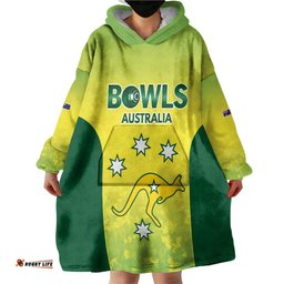 Australian Kangaroo Lawn Bowls Custom Wearable Blanket Hoodie Aussie Minimalist Style LT9