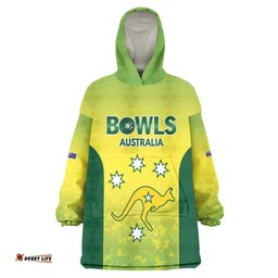 Australian Kangaroo Lawn Bowls Custom Wearable Blanket Hoodie Aussie Minimalist Style LT9