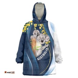 Australia Day Wearable Blanket Hoodie Koala Blue Modern Vibe LT7