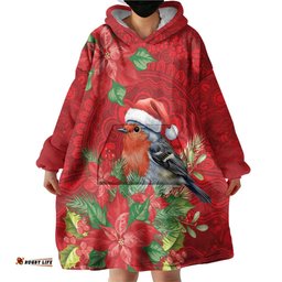 Australian Scarlet Robin Wearable Blanket Hoodie Aboriginal Inspired Christmas LT9