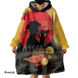 Australia Two-up Pennies ANZAC Day Wearable Blanket Hoodie Slouch Hat Last Post With Poppy LT14