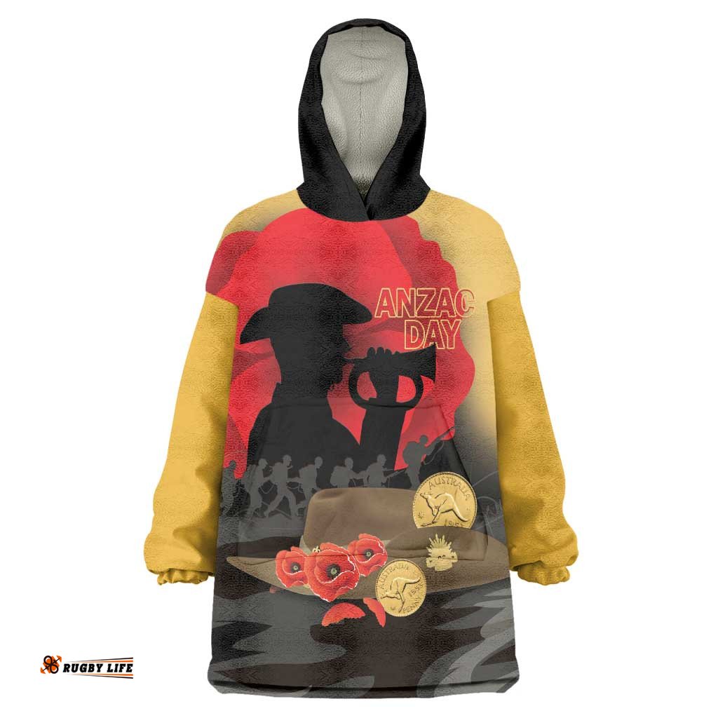 Australia Two-up Pennies ANZAC Day Wearable Blanket Hoodie Slouch Hat Last Post With Poppy LT14