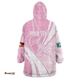 Australia Bowls Personalised Indigenous Pink Round Wearable Blanket Hoodie LT7