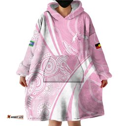 Australia Bowls Personalised Indigenous Pink Round Wearable Blanket Hoodie LT7
