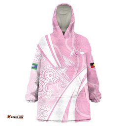 Australia Bowls Personalised Indigenous Pink Round Wearable Blanket Hoodie LT7