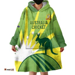 Custom Australia Cricket Wearable Blanket Hoodie Go Champions Aussies LT14