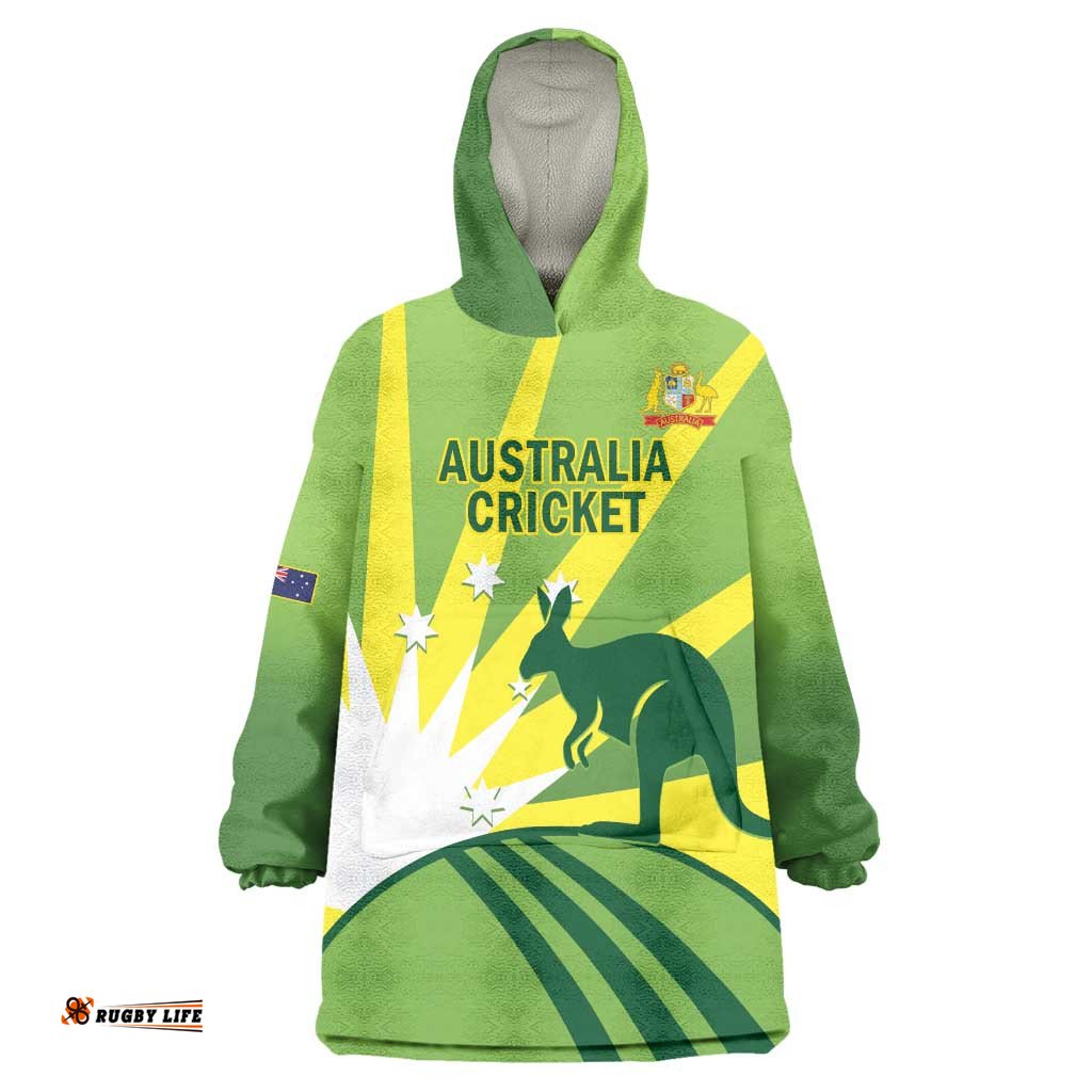 Custom Australia Cricket Wearable Blanket Hoodie Go Champions Aussies LT14