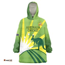 Custom Australia Cricket Wearable Blanket Hoodie Go Champions Aussies LT14
