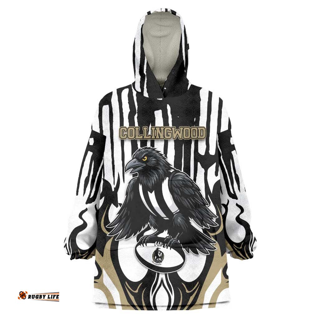 Custom Collingwood Black Wearable Blanket Hoodie Unique Style DT05