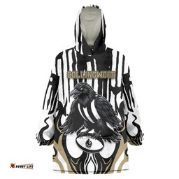 Custom Collingwood Black Wearable Blanket Hoodie Unique Style DT05