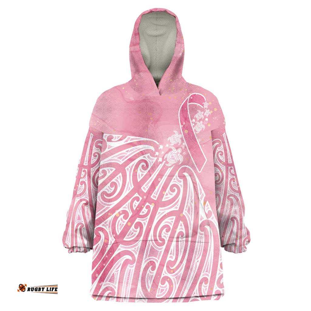 Breast Cancer Awareness Maori Wearable Blanket Hoodie Kia Kaha Kia Maia Kia Manawanui LT7