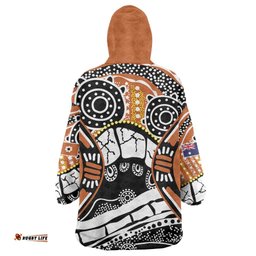 Australian Northern Territory Wearable Blanket Hoodie Aboriginal with Sturt's Desert Rose LT9
