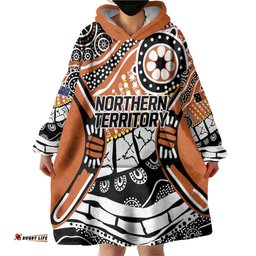 Australian Northern Territory Wearable Blanket Hoodie Aboriginal with Sturt's Desert Rose LT9