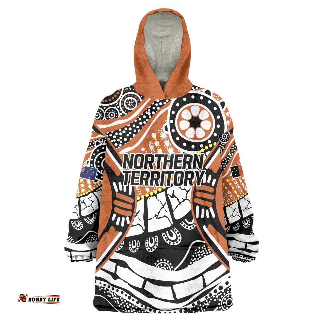 Australian Northern Territory Wearable Blanket Hoodie Aboriginal with Sturt's Desert Rose LT9