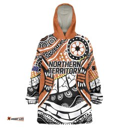 Australian Northern Territory Wearable Blanket Hoodie Aboriginal with Sturt's Desert Rose LT9
