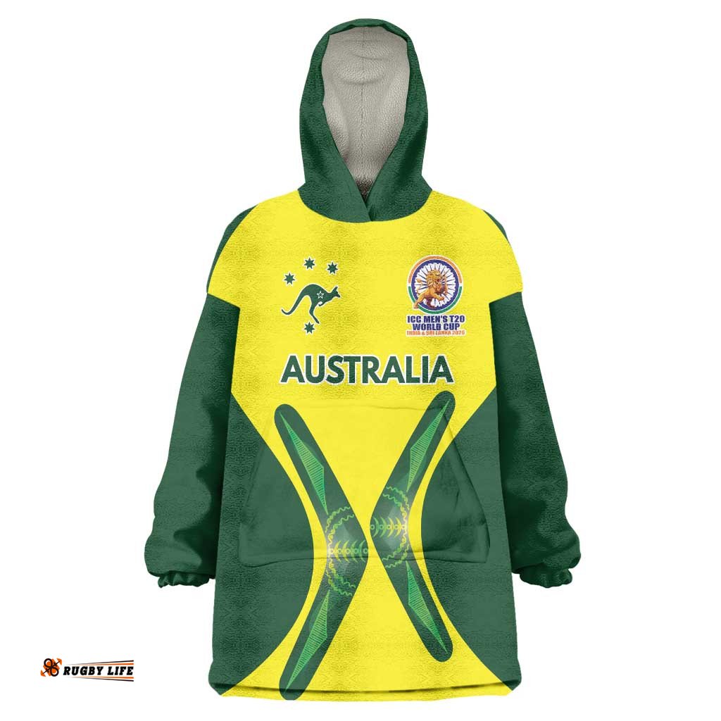 Custom Australia Cricket Spirit 2026 Wearable Blanket Hoodie World T20 Edition LT9