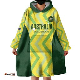 Custom Australia Socceroos 2025 Wearable Blanket Hoodie Forever Golden LT01