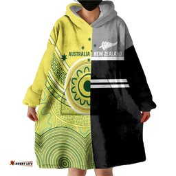 Custom Cricket AUNZ Spirit Wearable Blanket Hoodie Aussie New Zealand Retro Edition LT9