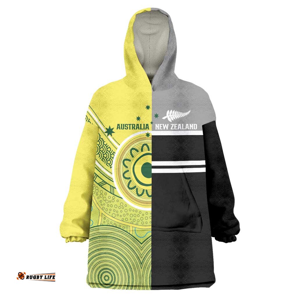 Custom Cricket AUNZ Spirit Wearable Blanket Hoodie Aussie New Zealand Retro Edition LT9