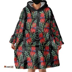 Australia Sturt's Desert Pea Wearable Blanket Hoodie Aussie Native Flowers Indigenous Art LT14
