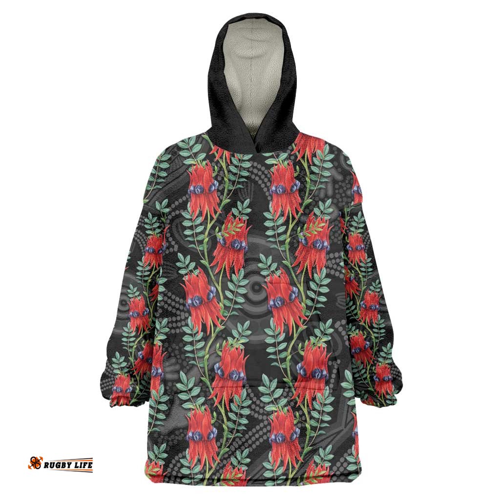 Australia Sturt's Desert Pea Wearable Blanket Hoodie Aussie Native Flowers Indigenous Art LT14