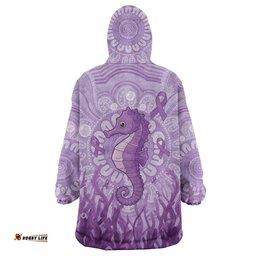Australia Epilepsy Awareness Wearable Blanket Hoodie Seahorse Think Purple Ribbon Aboriginal LT14