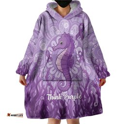 Australia Epilepsy Awareness Wearable Blanket Hoodie Seahorse Think Purple Ribbon Aboriginal LT14