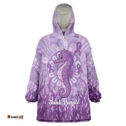 Australia Epilepsy Awareness Wearable Blanket Hoodie Seahorse Think Purple Ribbon Aboriginal LT14