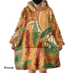 Australia Bottlebrush Wearable Blanket Hoodie Callistemon Aussie Native Flowers Indigenous Art LT14