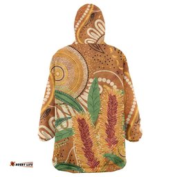 Australia Bottlebrush Wearable Blanket Hoodie Callistemon Aussie Native Flowers Indigenous Art LT14