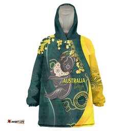Australia Day Wearable Blanket Hoodie Koala Aboriginal Art LT7