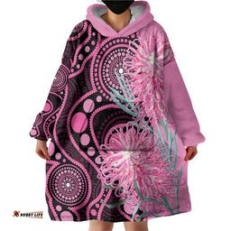 Australia Grevillea Wearable Blanket Hoodie Aussie Native Spider Flower Indigenous Art LT14