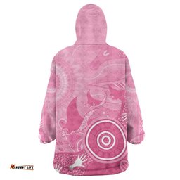 Australia Breast Cancer Awareness Wearable Blanket Hoodie Pink Ribbon Manta Ray Aboriginal Art LT14