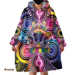 Australia Indigenous Autism Awareness Wearable Blanket Hoodie Its Okay To Be Different LT05