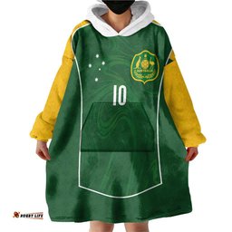 Custom Australia Football Wearable Blanket Hoodie Aboriginal Pattern Sporty Style-Green Color LT03
