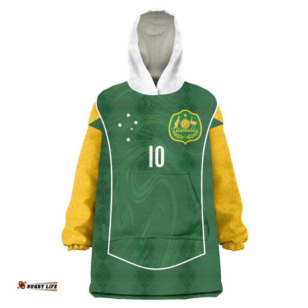 Custom Australia Football Wearable Blanket Hoodie Aboriginal Pattern Sporty Style-Green Color LT03