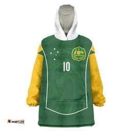 Custom Australia Football Wearable Blanket Hoodie Aboriginal Pattern Sporty Style-Green Color LT03