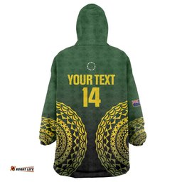 Custom Avaiki Cook Islands Rugby Wearable Blanket Hoodie Kuki Airani Tatau Black LT14