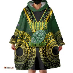 Custom Avaiki Cook Islands Rugby Wearable Blanket Hoodie Kuki Airani Tatau Black LT14